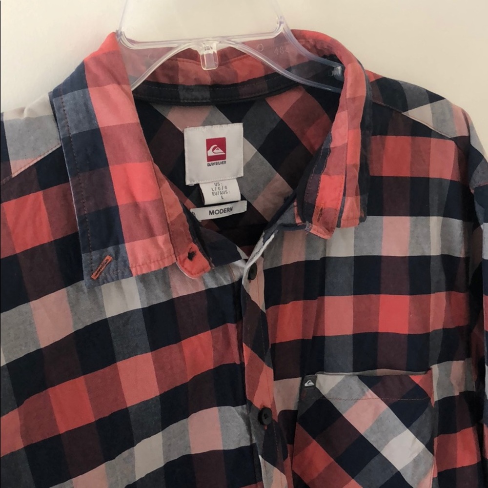 Checkered button down long sleeve shirt